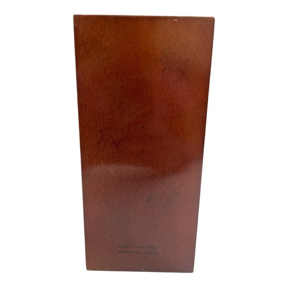 2004 Bombay Company Cherry Wood Bookend Quartz Clock Working Heavy 14 Lb